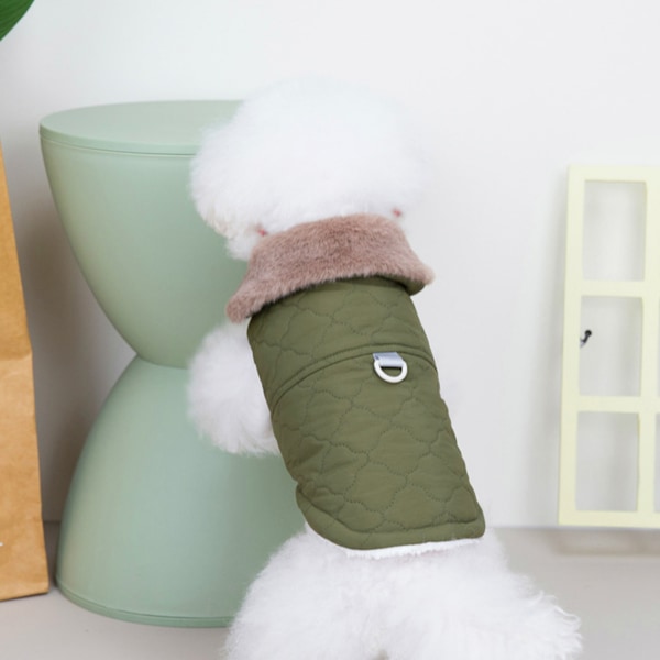 Fleece-vuorattu lämmin koiran takki pennulle talven kylmään säähän, pehmeä tuulenpitävä pieni koiran takki (vihreä)