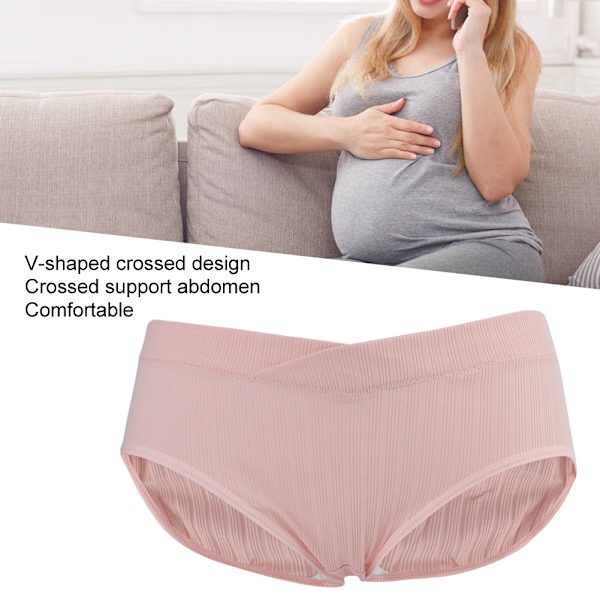 Graviditetsunderkläder med låg midja, andningsbara trosor med bukstöd för kvinnor, mjuka elastiska underkläder, rosa XXL