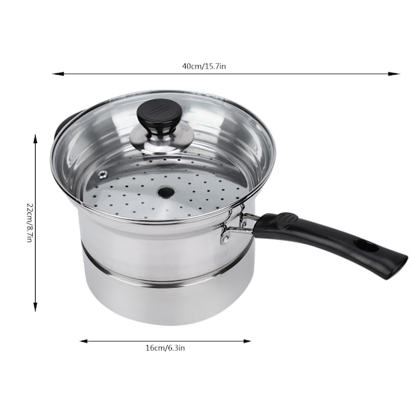 201 Rustfrit Stål Ikke-Magnetisk Non-Stick Gryde med Glaslåg
