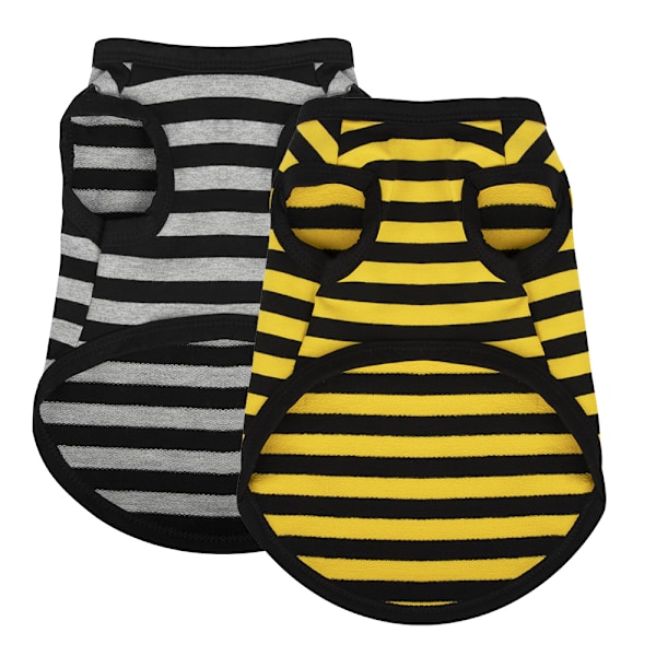 Randig husdjursfjäder och sommarkläder väst Tibby Bear Pomeranian katt och hundkläder (2PCS)