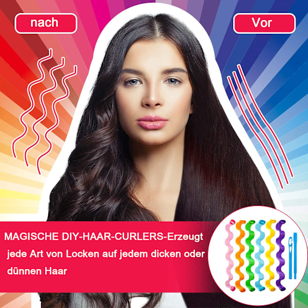 Spiral Hårkrøller Styling Kit med Varmefrie Ruller, 2 Stylingkroge til Ekstra Langt Hår, Pakke med 30