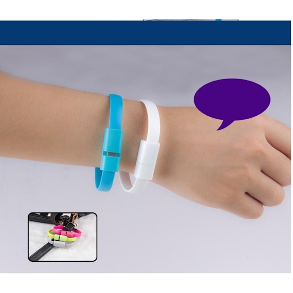21cm Kreativ Bärbar Armband för iPhone Datakabel iOS Android Typ-c Armband Mobiltelefon Laddningskabel Nödströmkabel för Apple Grön