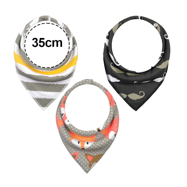 3-pack Baby Bandana-haklappar för pojkar och flickor med justerbara tryckknappar, ekologisk bomull, mjuk och absorberande