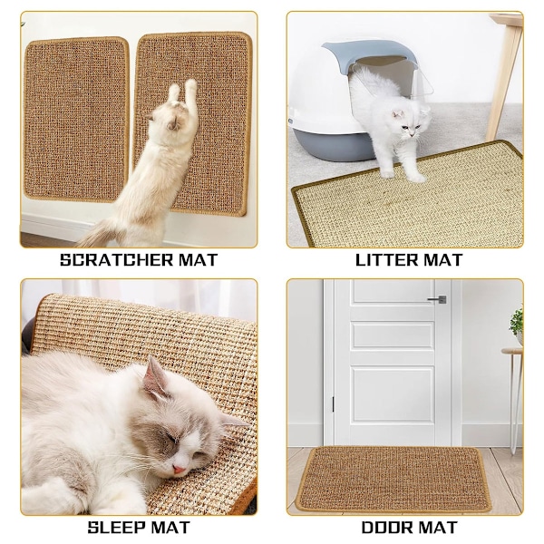 Kattekradsematte, Naturlig Sisal Kattekradsematte, Horisontal Kattegulvskradsematte, Beskyt Sofa og Tæpper
