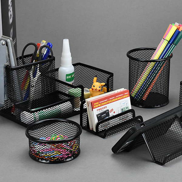 Penholder til skrivebord, Mesh skrivebordsarrangør kontorartikler, Blyantsholder arrangør, Postarrangør, Papirclipsholder