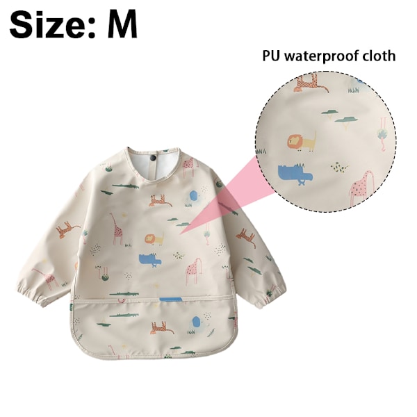 Langærmet Sutteforklæde - Vandafvisende Smock til Baby & Toddler med Trækfast Lukning