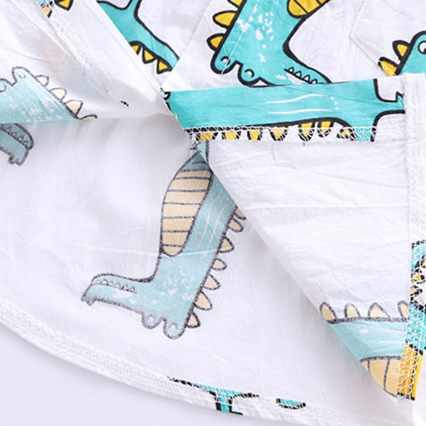 Pojkdräkt Set Kortärmad Skjorta Shorts Cartoon Djur Mönster Barnkläder Set Ljusgrön 110cm/43.3in