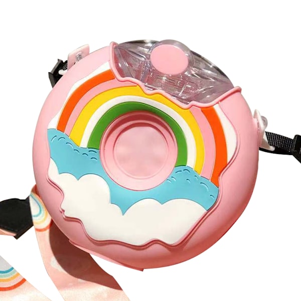 380ml Donut Vattenflaska med Sugrör för Barn, Småbarns Dricksflaska för Utomhus och Skola