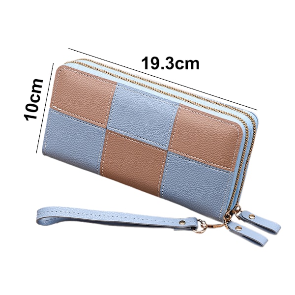 Læder Multi Kreditkort Stor Kapacitet Lynlås Clutch Rejsetaske Wristlet