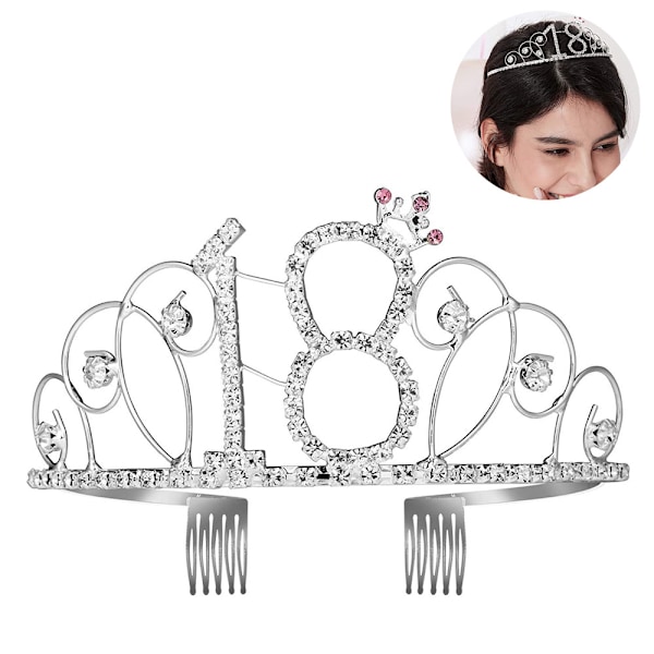 Syntymäpäiväkruunu Tiara hiuskammalla Kristalliriipus Hopeinen Syntymäpäivälahja Naisille Prinsessapuoti Tarvikkeet ja Koristeet Kristallilla