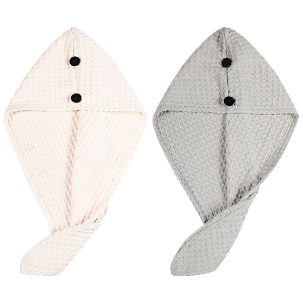 Handdukswrap, 2-pack Superabsorberande Snabbtorkande Hårturban för att Torka Lockigt, Långt, Tjockt Hår