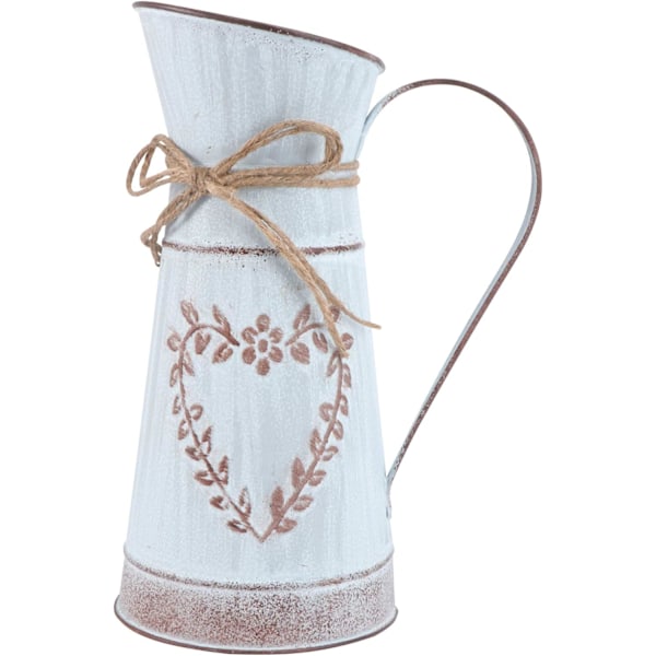 Vintage Blomvas Blomma Hjärta Mjölkkanna Järn Blomkruka Shabby Chic Deco Lanthus Vas Rustik Blomhink Metallhink Planter Kaktus Kruka för