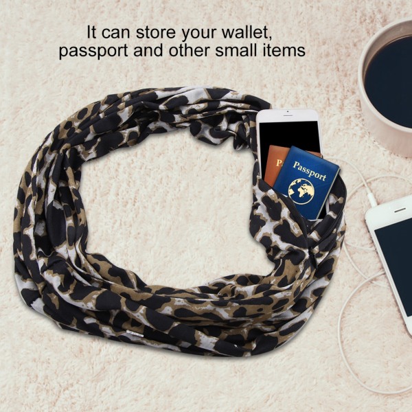 Återanvändbar Loop Scarf Förvaringsväska med dragkedja för plånboksficka
