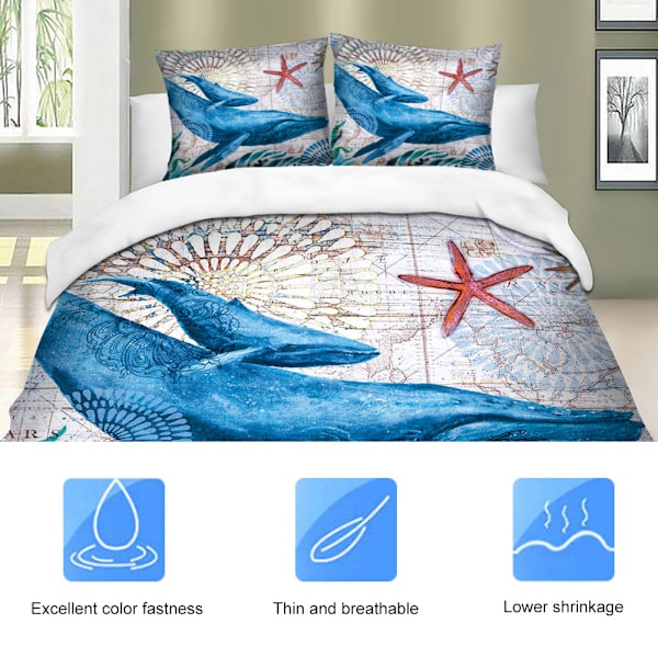 3D-tryckt Mjukt Täcke Set Polyester Sängkläder Set (King Size 3-delar)