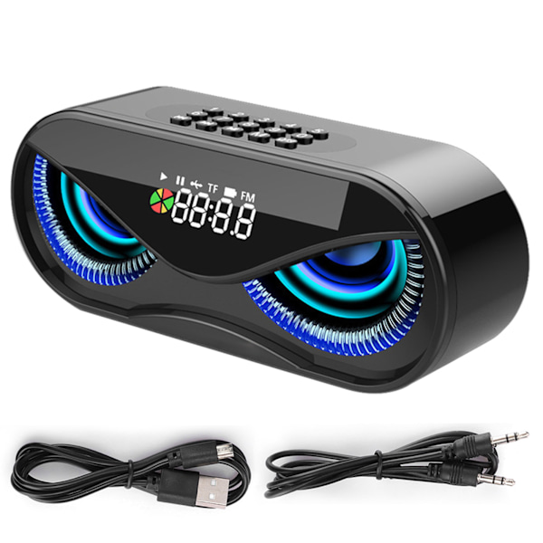 ABS Multifunktionsväckarklocka Bluetooth-högtalare Röstmeddelande Samtalsfunktion Oberoende Membran Blinkande Färgrik Ljus Högtalarlåda Svart