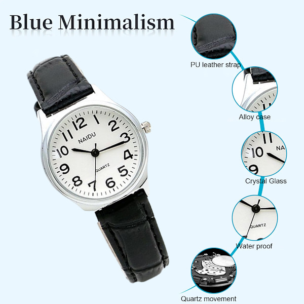 Damklocka i Läder, Mode Casual Klänning Klockor, Romerska Siffror Kvarts Damarmbandsur, Urtavla Diameter 28mm