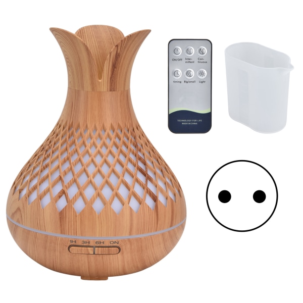 Aromaterapi Luftfuktare 500ml Låg Ljud Träkorn Diffusor