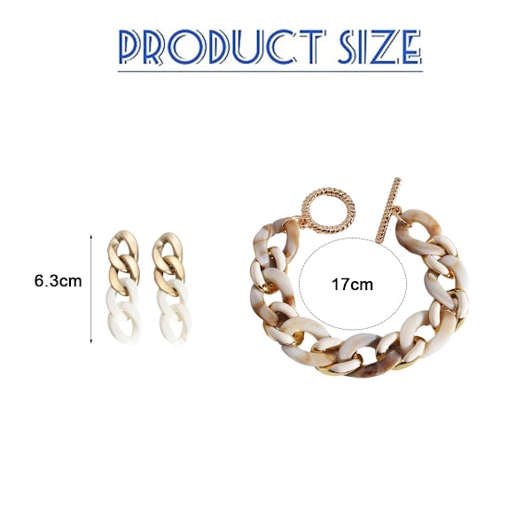 Drop Dangle Øreringe Link Kæde Dangle Øreringe, Harpiks Link Armbånd Farverigt Armbånd, gave til Kvinder Piger