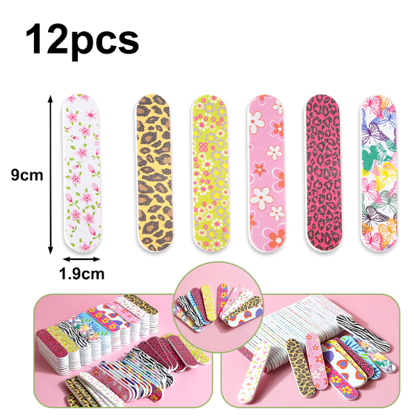 12 st Färgglada Mini Nagelfilar för Flickor