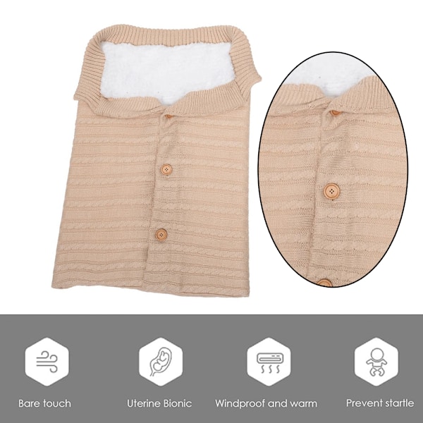 Nyfødt Baby Wrap Swaddle Tæppe Strikkesovesæk Modtagelsestæpper