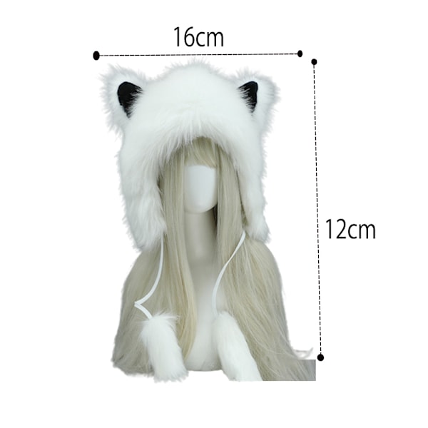 Kissan eläinteeman huppupäähineet korvaläpät talvella pehmeä pörröinen plushijuhla Halloween-asu päällysvaate, joululahja