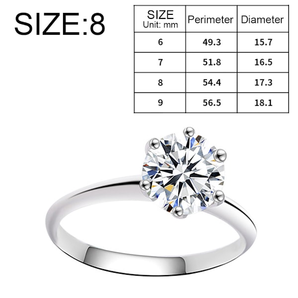 Moissanite vigselring, klassisk förlovningsring för kvinnor, 925 sterling silver