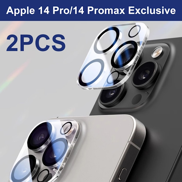 2-PACK iPhone 14 Pro Max / 14 Pro Kameran suojus Läpinäkyvä