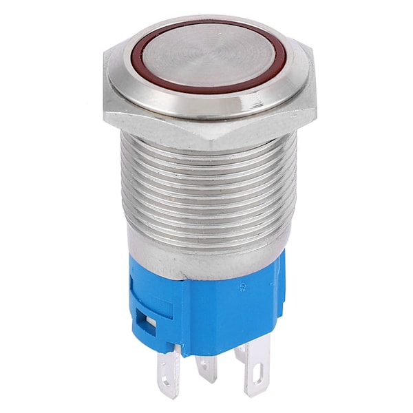 16mm LED-lys Selvtilbakestillende 1NO 1NC Metall Trykknappbryter for Bilmodifisering (Rødt Lys 5V)