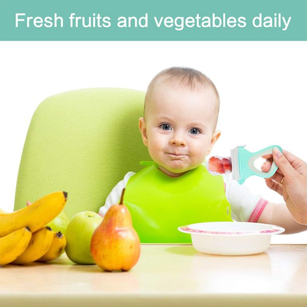 Baby Frugtfodrings Sutteflaske - Babymad Fodrings Frisk Mad Fodrings Spædbarn Frugt Tandring, 1 Pakke og 2 Sutteflaske Klips