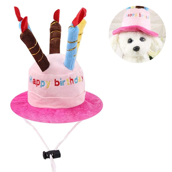 Lemmikkieläinten syntymäpäivähattu säädettävä lyhyt plushikoiran hattu kuin syntymäpäiväkakku sopii useimmille koirille ja kissoille