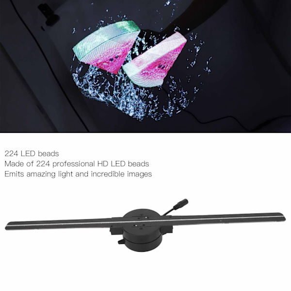 3D Hologramfläkt 2000x224 224 LED-pärlor Stöd för WiFi APP Hologram Projektorfläkt Reklamdisplaymaskin 100‑240V 16.1in EU-kontakt