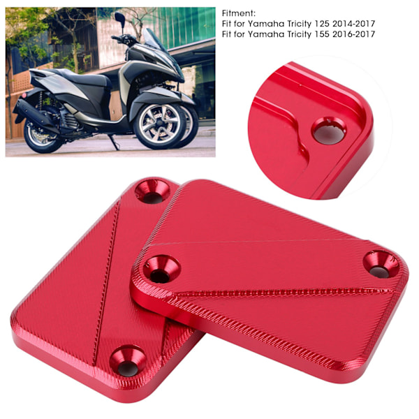 2 stk. Forreste Bremsvæskebeholderdæksel i Aluminium Legering Passer til Yamaha Tricity 125 155 Rød