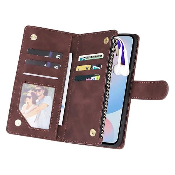 Case for Samsung Galaxy A56 5G with Zipper, Wallet, Multiple Card Slots, Leather Case Coffee