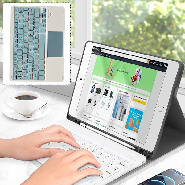 Ultratunn trådlöst Bluetooth-tangentbord med styrplatta - Universellt laddningsbart tangentbord för iPad iOS Android Windows-enheter