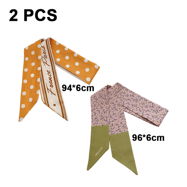 2-pack långa tunna chiffonsjalar - smala halsdukar, midjebälten, huvudbonader för kvinnor och flickor, modegåvor