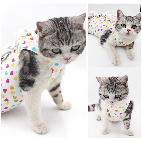 1 st tryckta modell katt kastrering/sterilisering dräkt Katt postoperativ dräkt avvänjningskläder Andningsbara husdjurskläder