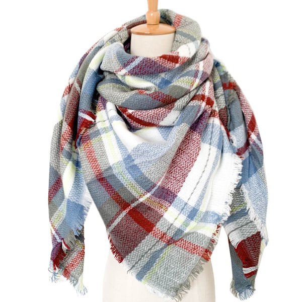 Høst- og vinter skjerf for kvinner, klassisk frynsete rutete skjerf, varmt, mykt, tykt, stort teppe, innpakning, sjal, skjerf