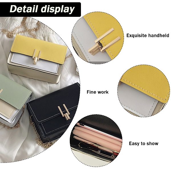 Färgblockerade Crossbody-väskor för Kvinnor Läder Cross Body Plånböcker Söta Designer Handväskor Axelväska
