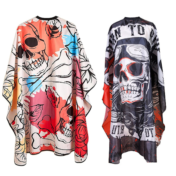 Barber Cape, Salon Hårklippeskåbe Vandafvisende Pongee Hårklippeskørt Kjole Stor Barber Hårklippeskåbe 63''x55''  (Scary Skull Red)