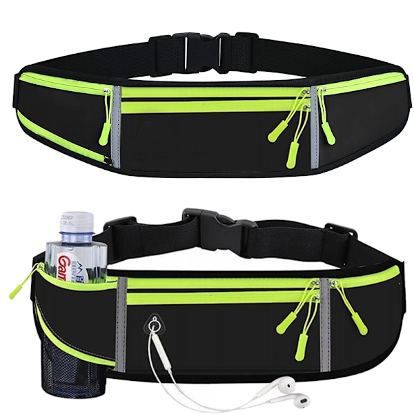 Löparbälte Fanny Pack, Justerbart Löparbälte med Vikbart Vattenflaskehållare, Unisex Sportfickbälte för Fitness Jogging Vandring
