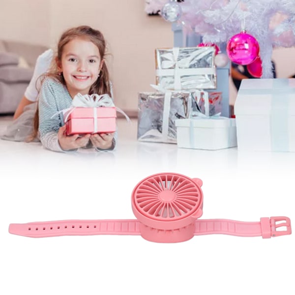 Ur-Fan USB Opladning Sød Bjørn Ører Bærbar Tegneserie Håndledsrem Lille Cool Ur-Fan Rød