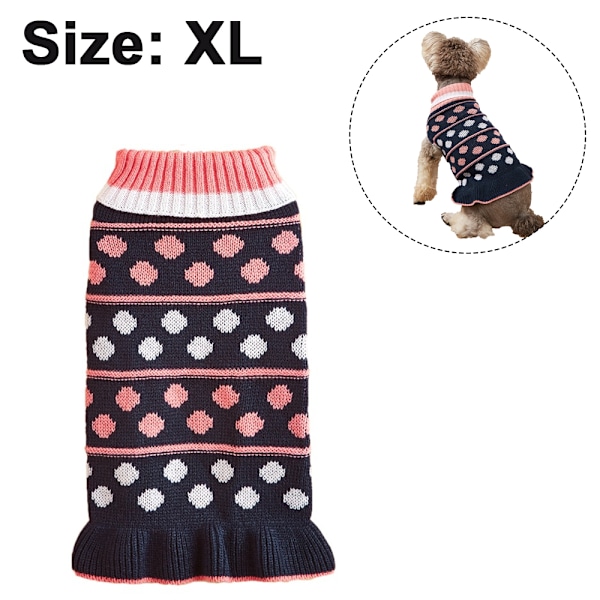 Hundtröja Klänning Hundtröja med Koppelhål Stickad Varm Hundkläder med Pom Pom Boll för Höst Vinter
