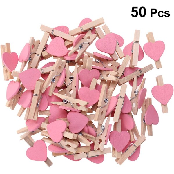 50 stk Mini Tre Klyper Klesklyper Håndverk Klyper med Hjerter for Bryllup Fest Valentinsdag Dekorasjon
