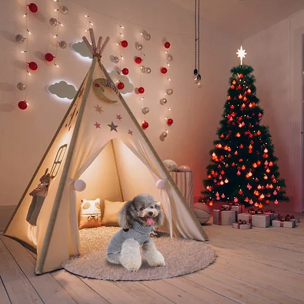 Hund Jultröjor Husdjur Vinter Stickat Kläder Jul Kläder Klassiska Varma Rockar Tröja för Valp