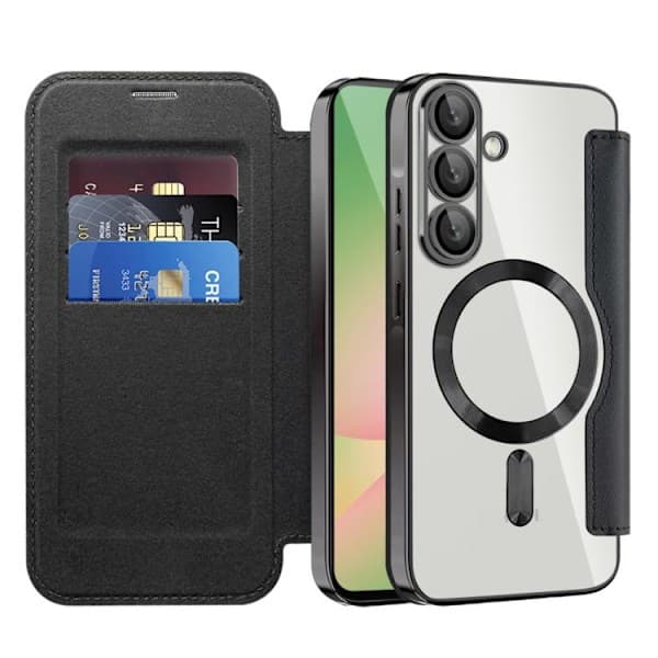 Samsung Galaxy A56 5G Etui MagSafe RFID Tyverisikring Romb Læder Sort[TT] Svart