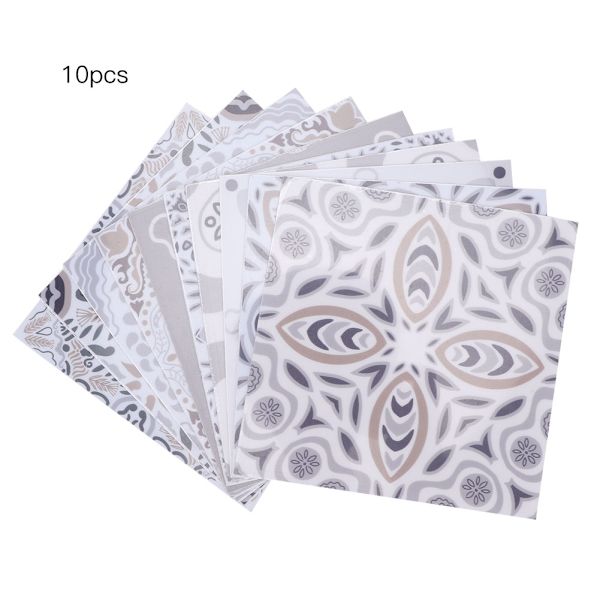 10 st självhäftande PVC-plattor för golv, badrum, kök, trappor, golv, 1#