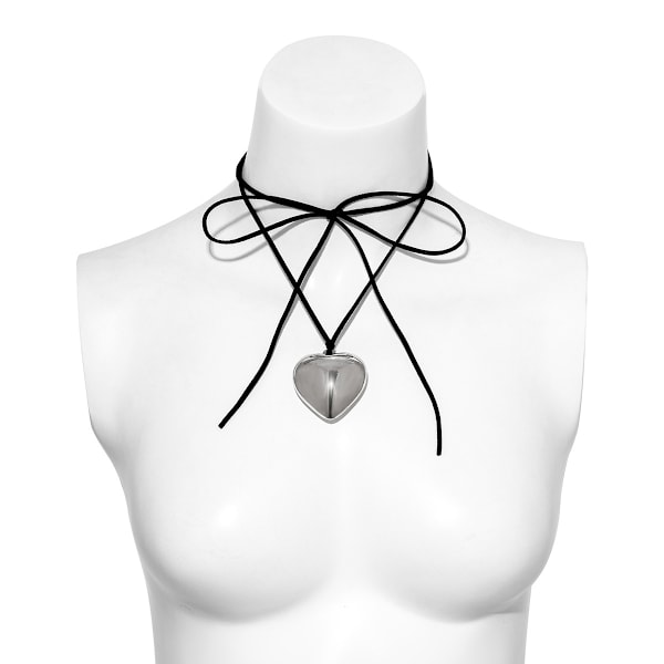 Kvindes Puffed Hjerte Snøre Halskæde Lang Wrap Tie Choker Sølv Guld Hjerte Boble Vedhæng Smykker Gave til Teen Piger
