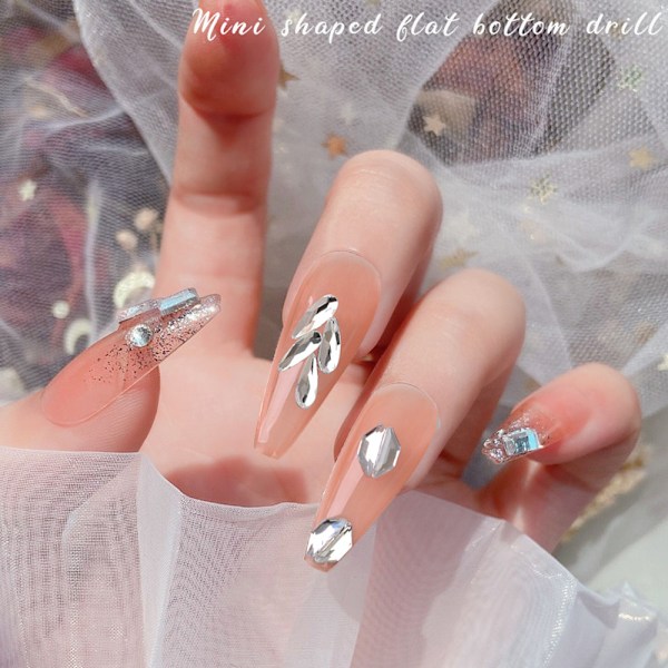 250 st Crystal Nail Rhinestones Set, Multi-formad 3D Diamant Glaskristall Platt Botten, för Nagelkonst DIY Hantverk Telefoner Kläder Smycken Väska Dekoration