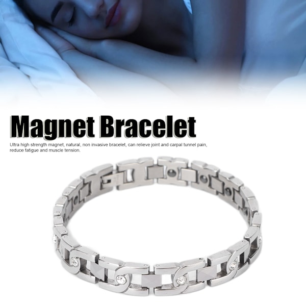 Dam Magnetterapi Armband med Rhinestones Smärtlindring Titanstål Magnetiskt Armband