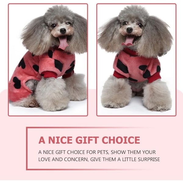 Hjerte-Sweatre til Små Hunde, Fleece Hvalpe Pjs Jammies, 4 Ben Hundetøj, Vintervarme Onesies Jumpsuit Tøj til Kæledyr